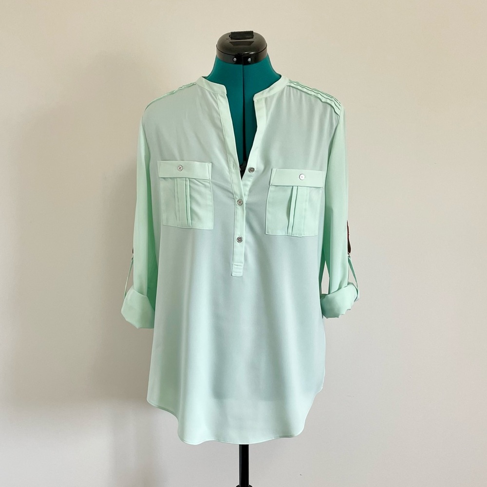MOVING SALE- Calvin Klein Mint Green Quarter Button Down Blouse